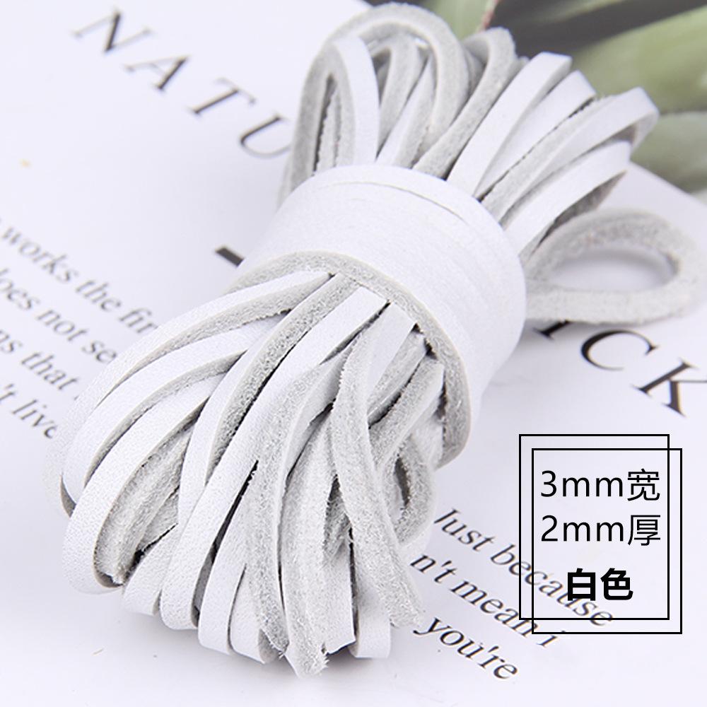 Diy Jewelry Accessories 3Mm Wide 2Mm Thick Square Cowhide Rope Bracelet Necklace Sweater Chain Woven Rope Genuine Leather Leather Rope
