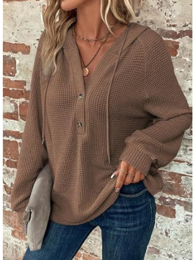 Oversized Hooded Sweatshirt with Button Front in Multiple Colors