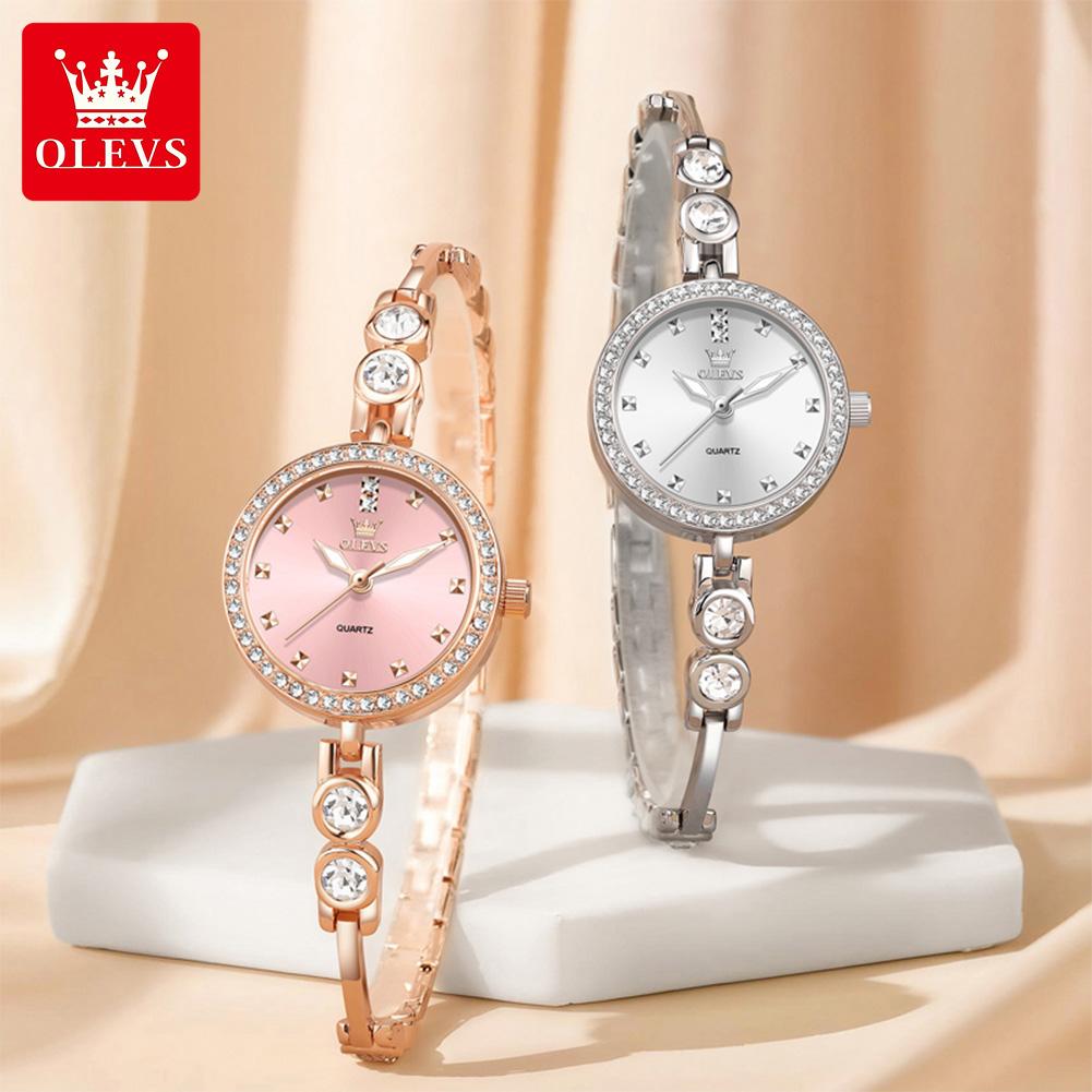 OLEVS Montres pour femmes Acier inoxydable Luxe Original Élégant Montre à quartz Étanche Montres lumineuses pour femme