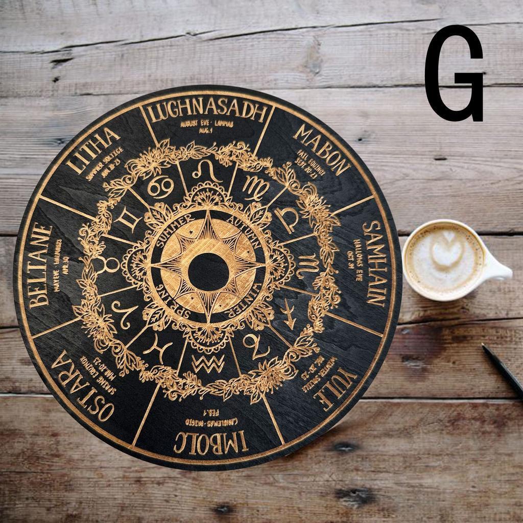 Crystal Energy Disk Witch Divination Pendulum Board Wood Carving Astrolabe Altar Pendulum Prayer Ritual Display Decor