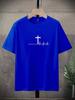 Summer Men's Loose T-shirt 100% Cotton Comfortable Fashion Cross Print Slim Casual Sports Round Neck Short-sleeved T-shirt Top