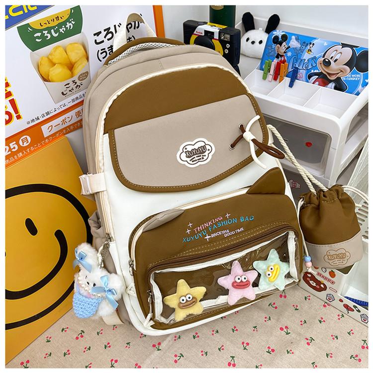 School bag dopamine large capacity multi-compartment book bag with pain layer going out for travel lazy wind versatile waterproof backpack