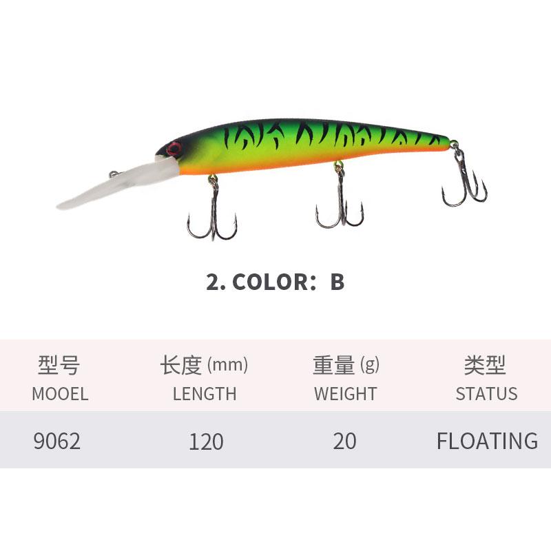 120MM/20G Road Lure Long Tongue Minnow Diving Imitation Fake Bait Freshwater Sea Fishing Warp Bass Fishing Lure Sea Bass Road