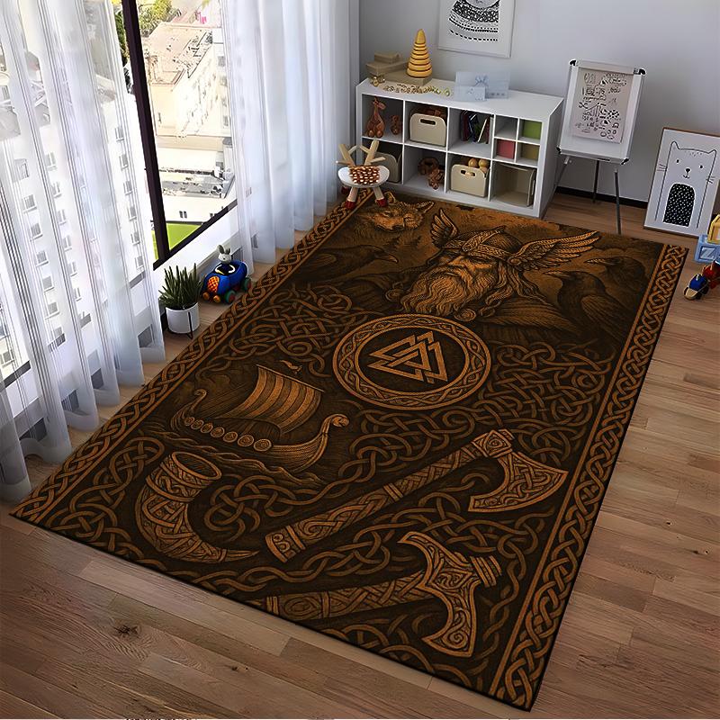 Mystical Norse Design Rug Non-slip rug suitable for living room and bedroom sofas