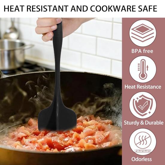 4 Blade Meat Chopper & Masher, Multifunctional Ground Meat Crusher, Food Fruit Vegetable Masher, Nonstick Mixing Chopper Tool for Ground Beef Potato