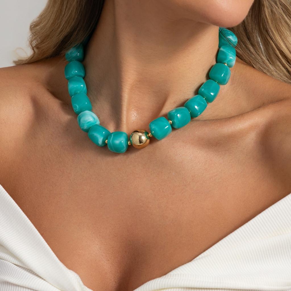 Women's Thick Beaded Bracelet, Resin Material Elastic Bracelet Stack Series Beach Wear with Accessories, Fashion Jewelry Gifts