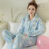 Women's Coral Fleece Pajamas: Warm, Thick Cardigan Lapel Homewear Set for Autumn and Winter