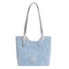 Tote bag women's new work commuter bag fashionable denim blue pleated portable shoulder bag