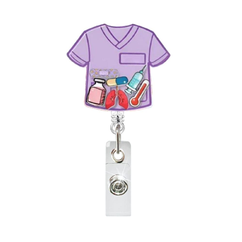 Nouveau Badge Rétractable en Acrylique de Dessin Animé pour Fournitures Médicales avec Clip Alligator Rotatif à 360° Porte-Nom