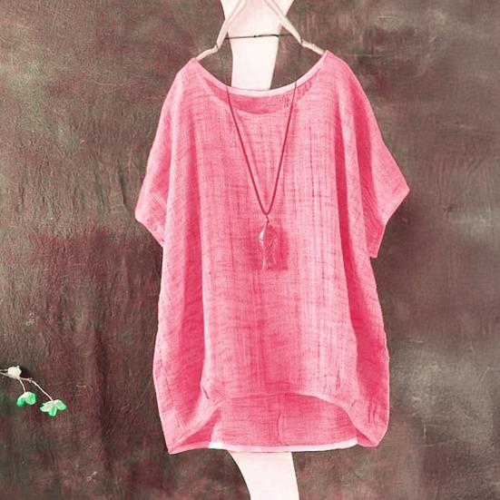 Women T-shirt Round Neck Short Sleeve Loose Fit Pullover Tops Pure Color Summer Casual Tops Daily Wear