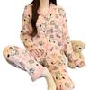 Japanese Cartoon Casual Cloud Cotton Pajamas Women'S Loungewear Long Sleeves Trousers Two-Piece Set