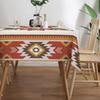 Southwestern Aztec Rusty Red Tablecloth, Tribal Geometric Navajo Rectangular Washable Cover for Home Dining
