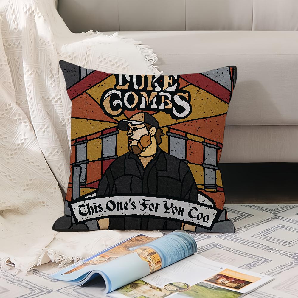 American singer  L-Luke C-Combs  Pillow Case Office Cushions Suitable For Sofa Car Bedroom Decorative Cushion Cover 12x12Inch