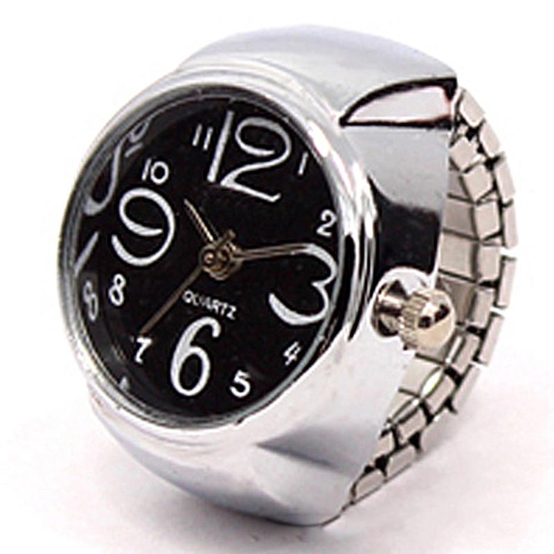 Fashion Creative Steel Round Elastic Quartz Finger Ring Watch Lady Gift Girl