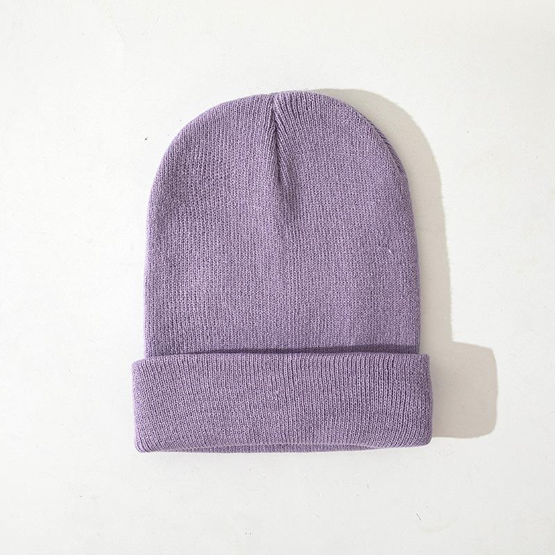 Autumn Winter Warm Hats Small Batch 3D Embroidery Solid Color Plain Knitted Hats with Heat Transfer Printing Processing