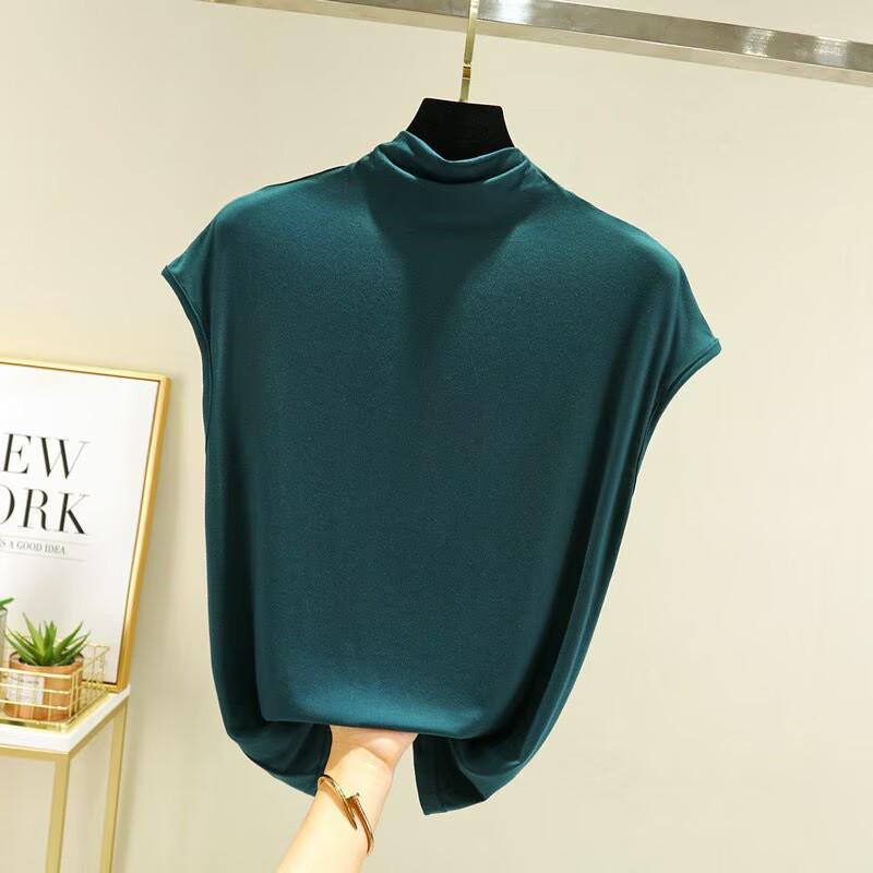Großformat Modal Damen Hochgeschlossenes Ärmelloses Locker Geschnittenes Schlankmachendes Shirt - Frühling/Sommer