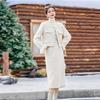 Ostrich Hair Splicing Down Suit Women's Winter New Fashion Celebrity Slim and Thickened Two-piece Set