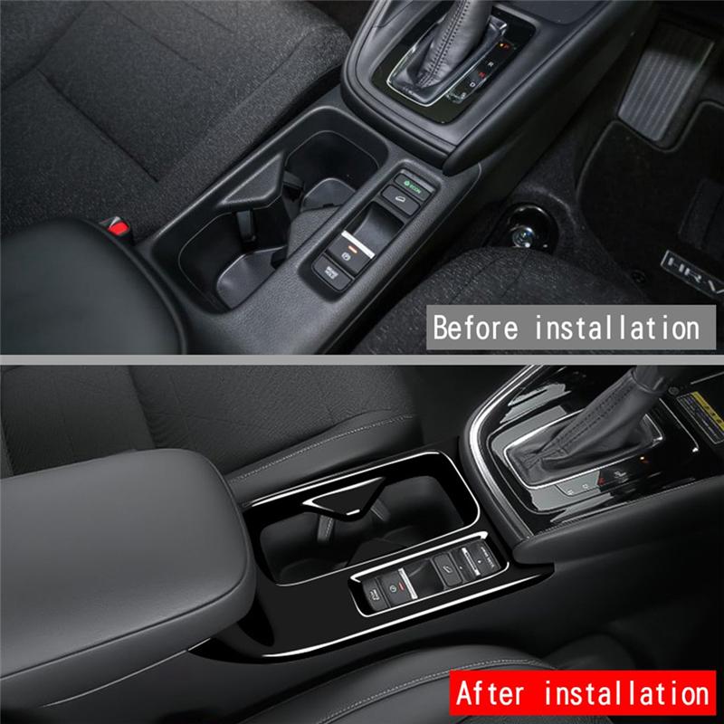 Powerful Car Center Console Water Cup Holder Decoration Cover Trim Stickers For Honda HRV HR-V Vezel - Glossy Black RHD