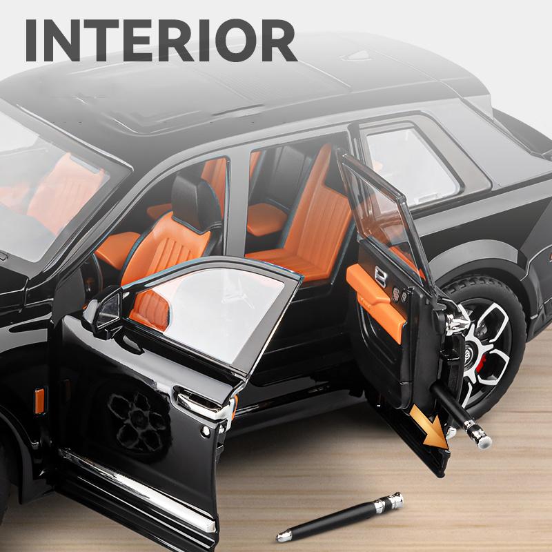 1/20 Rolls Royce SUV Cullinan Legering Lyxig Bilmodell Formgjuten Metallfordon Bilmodell Simulering Ljud och Ljus Leksak för Barn Gåva