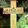 3D Nativity Scene Wooden Cross Ornament, Handmade Christmas Tree Decoration, Home And Religious Decoration