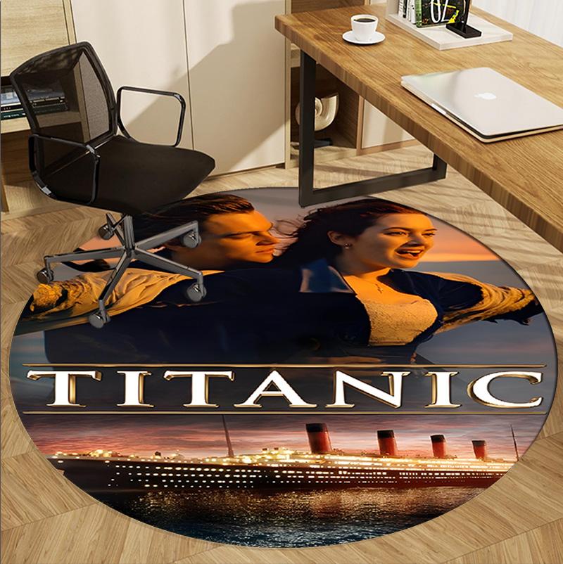 RMS Titanic Pattern Round Rug, Indoor/Outdoor Mat, for Picnic, Gameroom, Bedroom, Office, Living Room, Home Decor Carpet, Birthday Gift