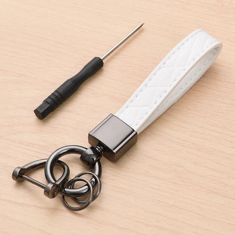 

Роскошный брелок из искусственной кожи в клетку, 5 цветов, женский и мужской брелок, аксессуары для ключей от машины, брелок в минималистском стиле, подарок белый