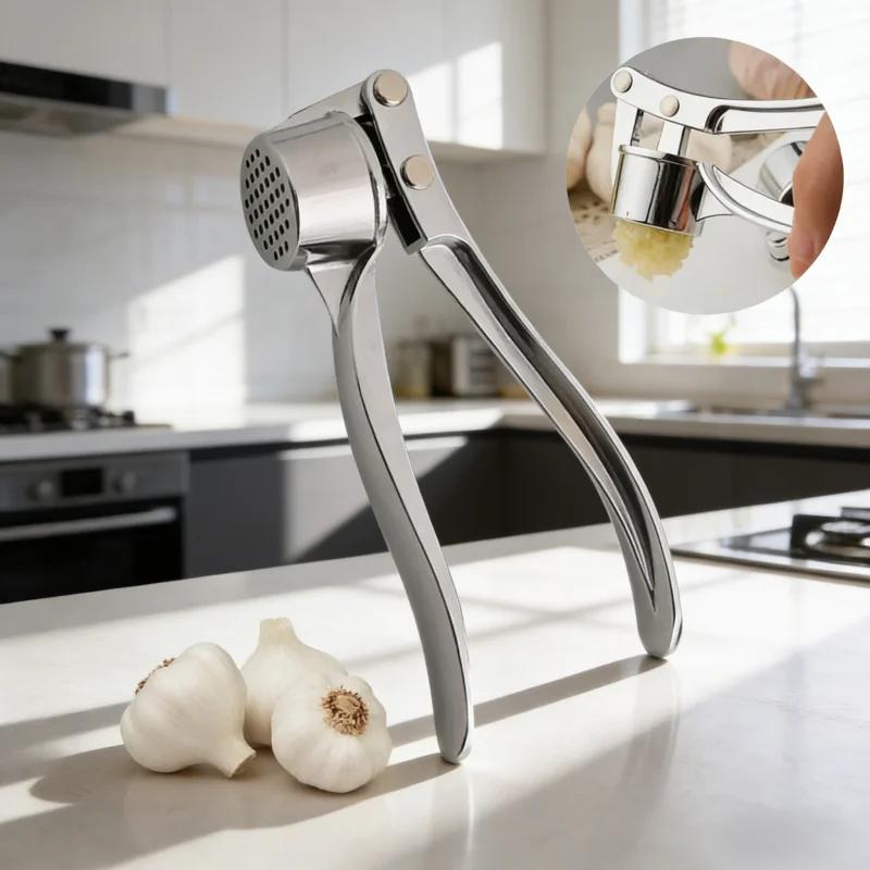 Zinc Alloy Manual Garlic Press Mincer Tool Ginger Crusher Easy Clean Garlic Paste Maker Essential Kitchen Cooking Prep Gadget