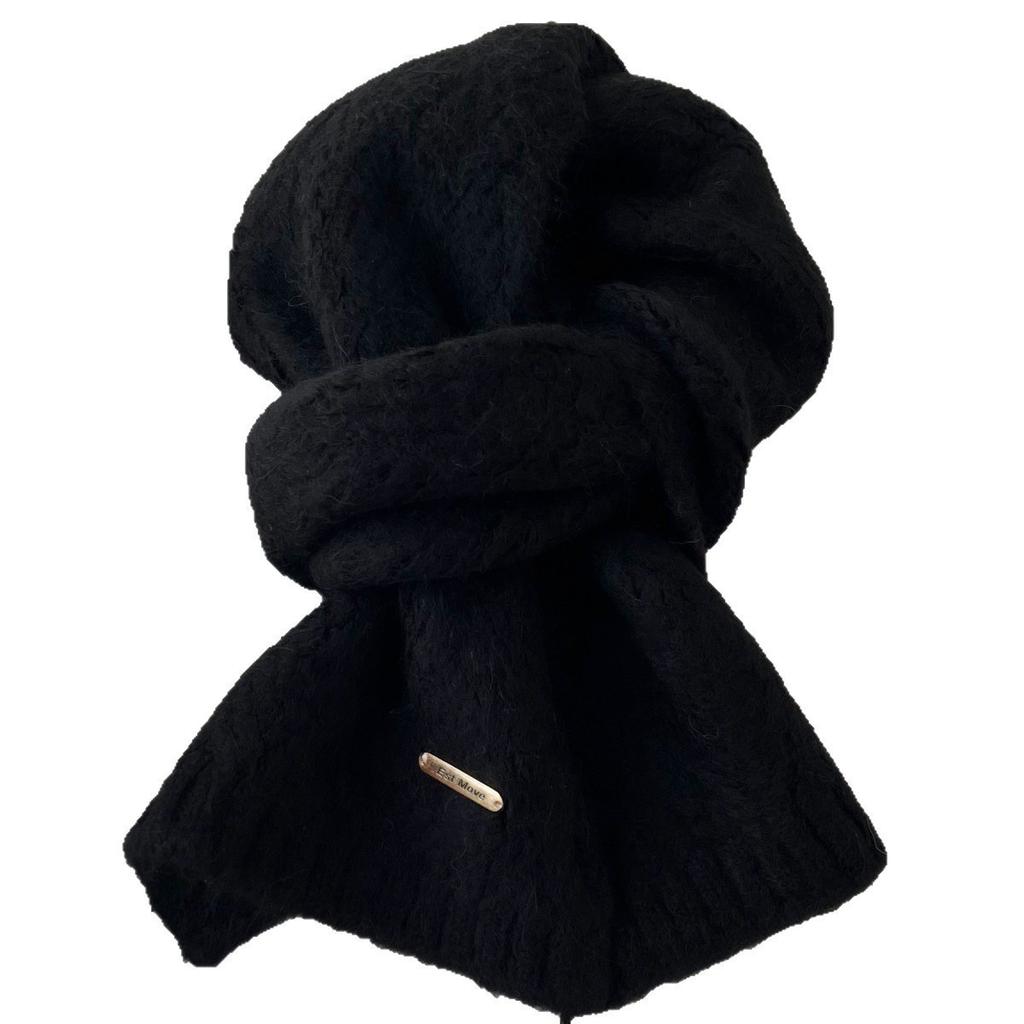 Autumn and Winter Solid Color Thick Warm Knitted Scarf Korean Commuter Gentle and Versatile Non Tassel Scarf