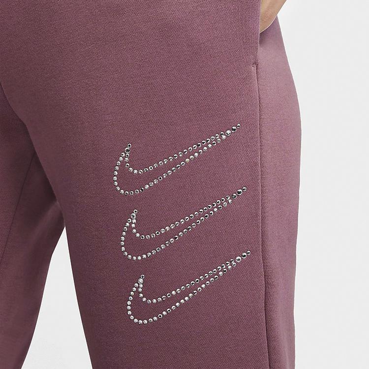 Nike Sportswear Logo Print Fleece Warm Casual Sports Pants Women Bottoms Light-Mulberry DA2125-533