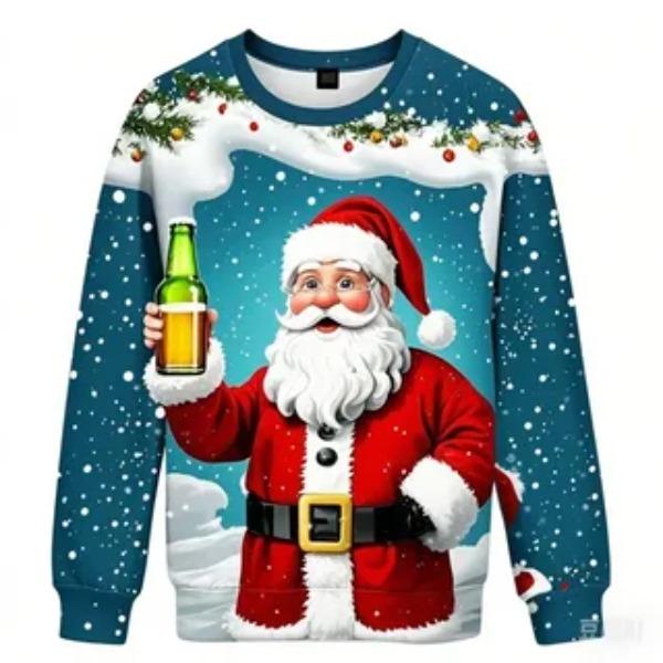 Autumn Winter New Men's Women's Santa Claus Creative Printed Round Neck Lightweight Casual Loose Pullovers