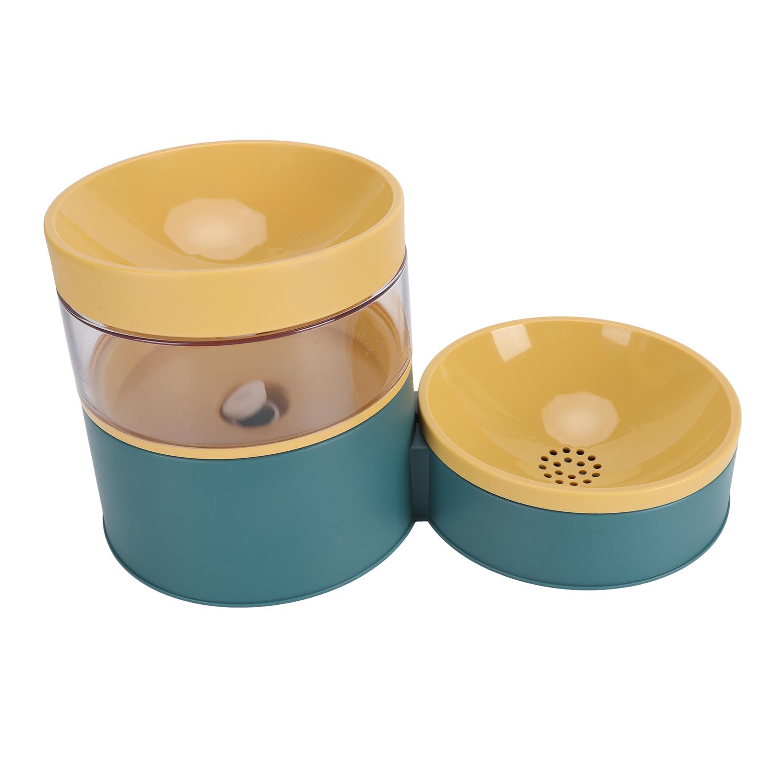 

Pet Double Bowl Water Dispenser 1L Neck Protection Anti Tip Cat Dog Food Water Bowl Automatic Water Dispenser for L зелений