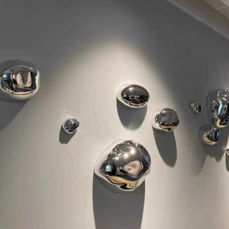 Sfondo Pietra d'Argento Appeso a Parete Pianeta Meteorite Astratto Artigianato Tridimensionale Ciondolo Decorazione Murale per Soggiorno