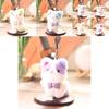 Cute Animal Plush Doll With Checkered Bow Decoration For Bags And Keys