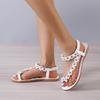New flat-bottomed flower one-word plus size shoes size 43 bohemian sandals