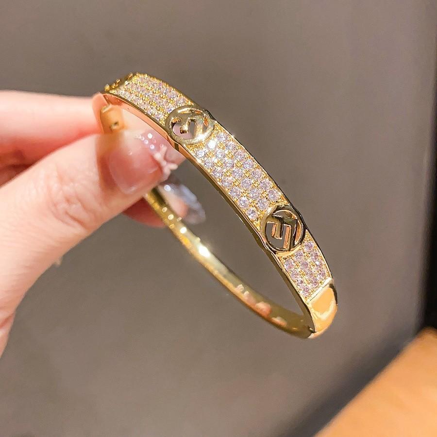 18k Gold Plated Zirconia Hollow Cuff Bracelet For Women Fashion Jewelry