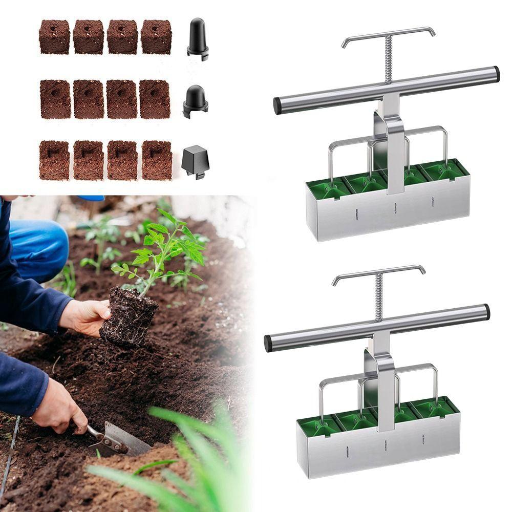 Robustní půdní blokovač Praktické zahradní blokovací nástroje 4-článkový výrobník půdních bloků Venkovní rostliny