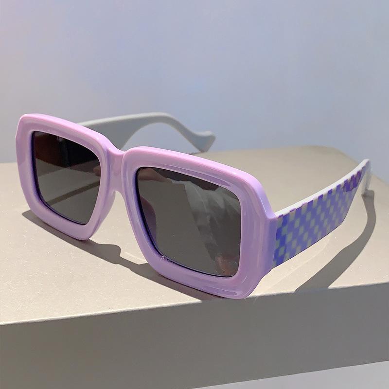 Big Frame Square Chessboard Grid Sunglasses Women For Men Luxury Brand Designer Sun Glasses Vintage Pink Punk Shades Uv400