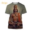 Indian Monkey God Hanuman 3D Printed T-Shirts Hindu Myth Figure Pattern Top Summer Round Neck Fashionable Casual Short Sleeved Men's T-shirts