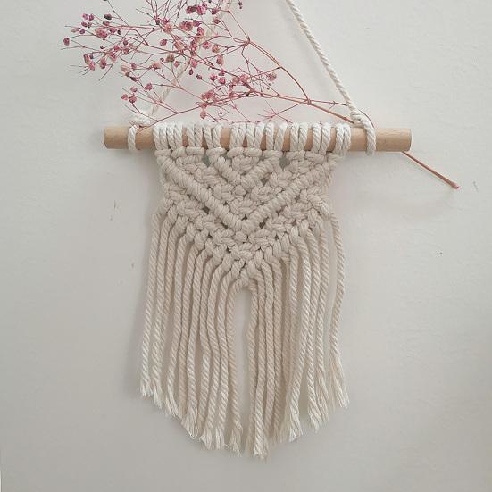 Boho geflochtenes Wandbehang, Geometrischer Wandbehang, Geknüpfter Baumwollseil Wandbehang mit Quasten für Zuhause Schlafzimmer Kinderzimmer Eingangsbereich Wandkunst