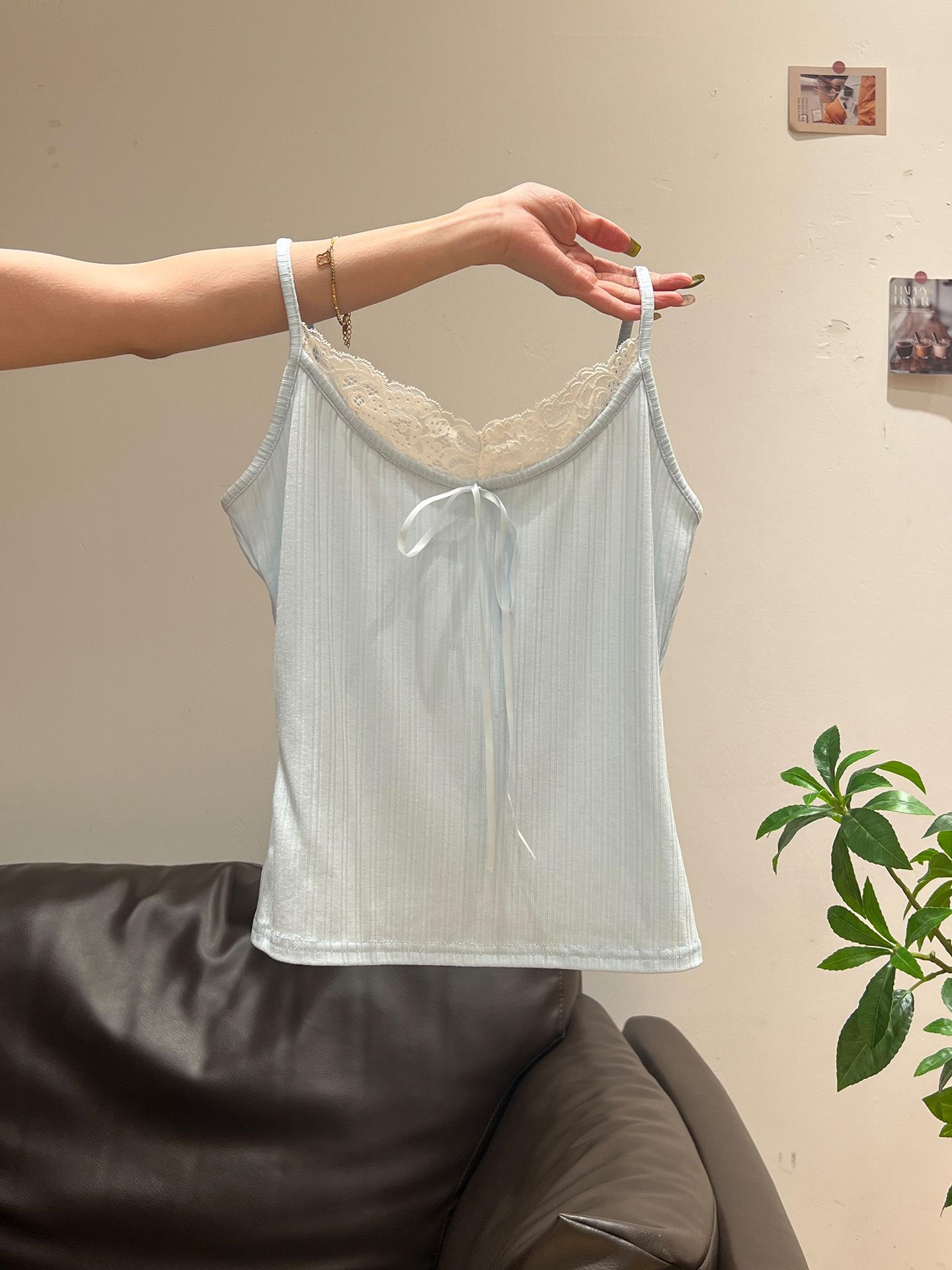 

White lace lace suspender vest women s summer new niche design inner top XL синій