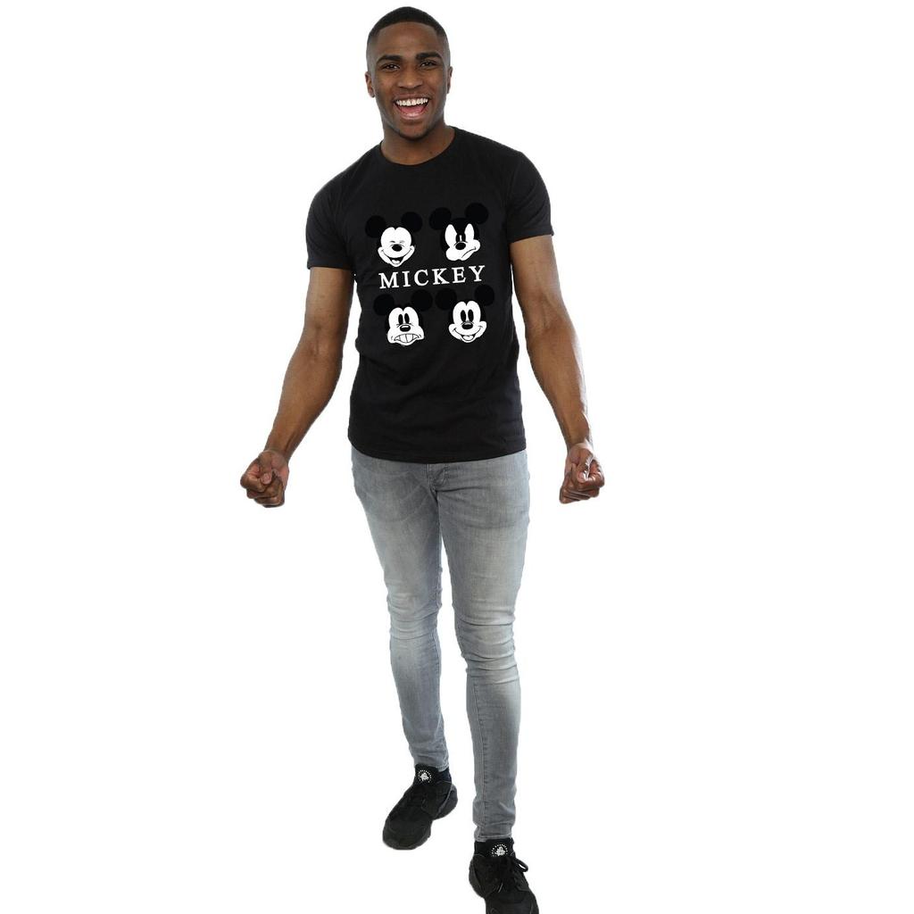 Disney Mens Four Heads Mickey Mouse Cotton T-Shirt