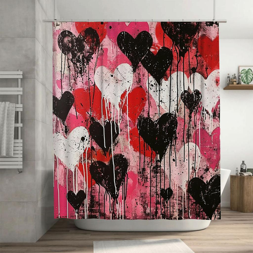Abstract Heart Art Shower Curtain For Bathroom Decoration