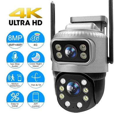 LS VISION 8MP 4K Podwójny obiektyw 4G Kamera IP Zewnętrzny monitor nadzoru Inteligentny dom Nocna wizja Automatyczne śledzenie Ochrona bezpieczeństwa CCTV