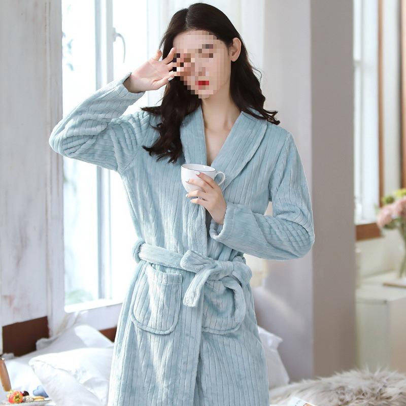 G5Z Couple's Flannel Robe: Thick Coral Fleece Bathrobes for Men & Women
