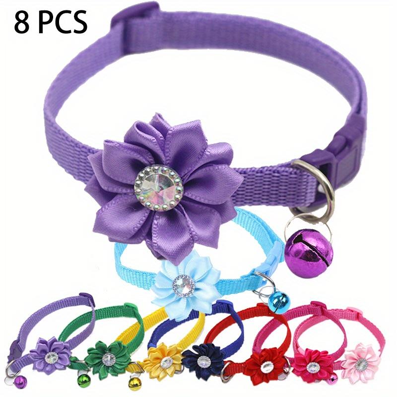 

8 шт. Регулируемый ошейник с цветком для собак мелких, средних и крупных собак и кошек - стильный и удобный аксессуар для домашних животных S