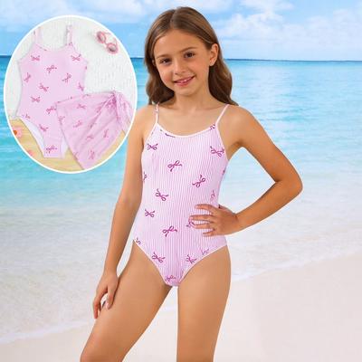 Girls Two Piece Swimsuit Set Tankini with Adjustable Straps and Matching Wrap Skirt Lightweight Quick Dry Fabric Suitable for Beach Pool Swimwear