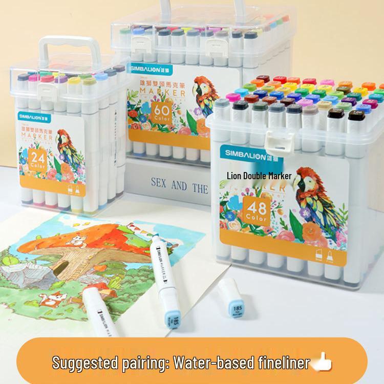 

Lion 36-Piece Double-Ended Oily Watercolor Markers for Kids, 24 Colors for Hand-Painted Anime