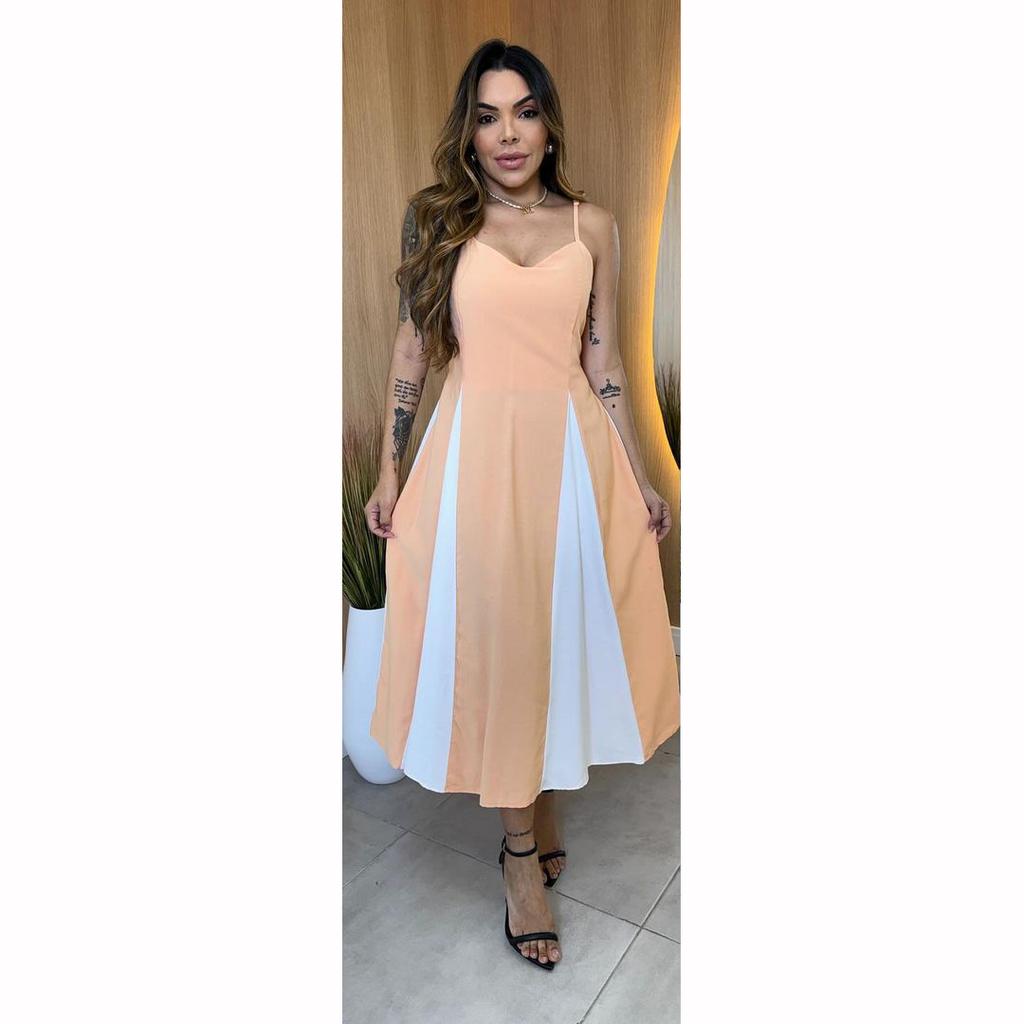 Summer European American Fashion Stitching Waist Slim Sling Dress