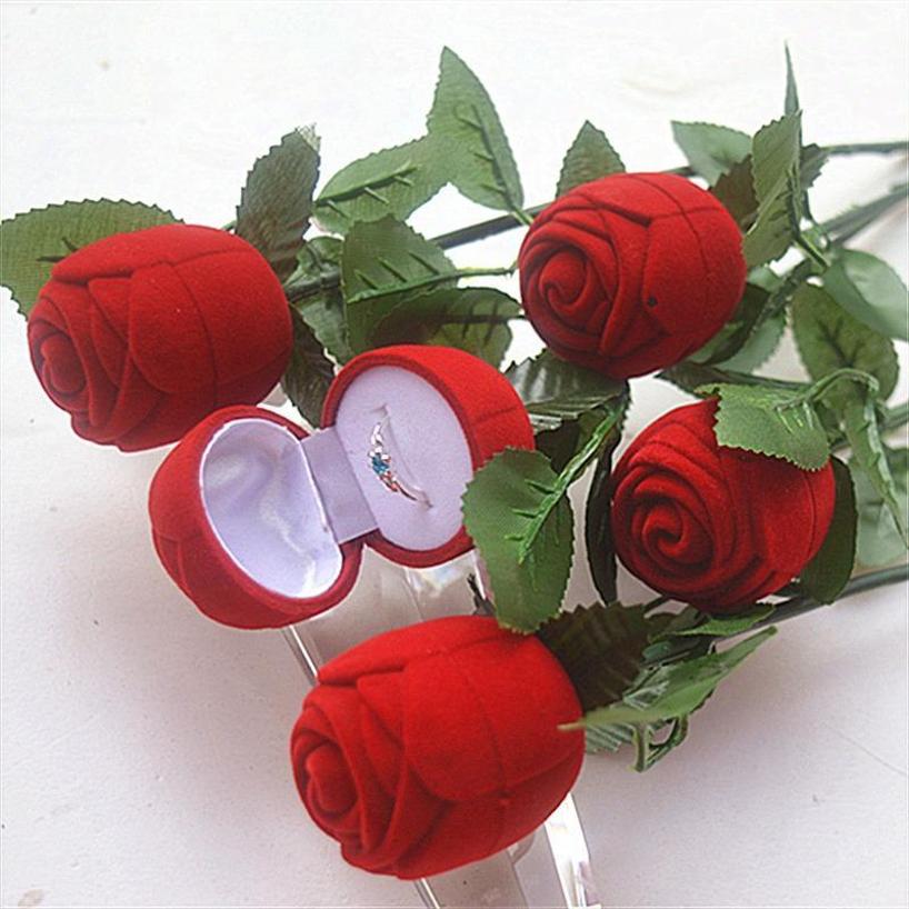 1 Pcs Valentine's Day Portable 3D Red Rose Jewelry Box Earrings Storage Display Holder Gift Boxes For Earring Rings