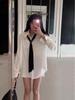Women's White Tie Shirt - College Style, Non-Iron, Loose Fit, Medium-Length, Versatile Spring/Autumn Top
